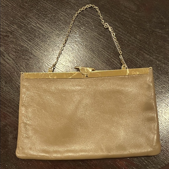 Etra vtg Elegant Tan Leather Clutch - Picture 1 of 2